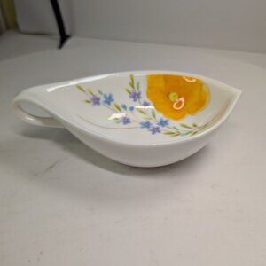 Mikasa Dancing Flowers Nut Dish - Retro 70s Floral Poppies - Bone China 6"